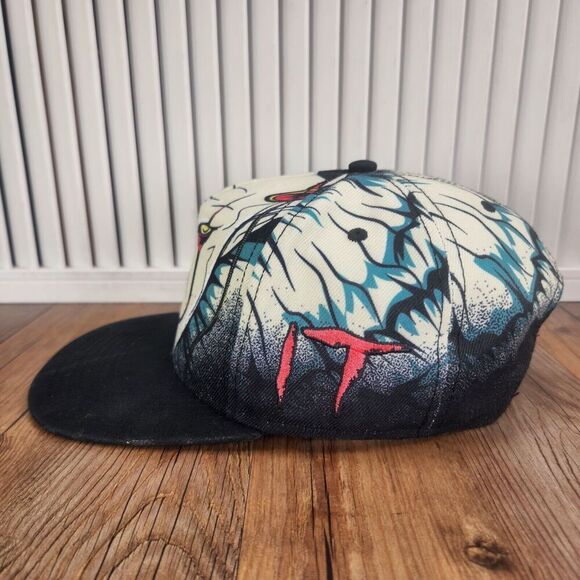 Stephen Kings IT Pennywise Big Face Snapback Hat Cap Black Green Movie Horror - Picture 6 of 10